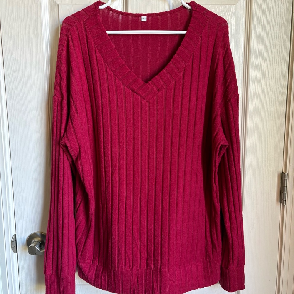 Unbranded Ribbed Burgundy Sweater